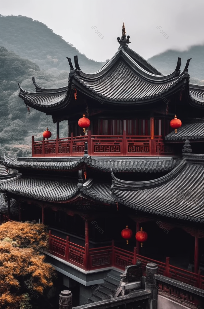 传统寺庙屋檐上的风景,高清,摄影图,摄影图片,图片大全,摄影图免费下载